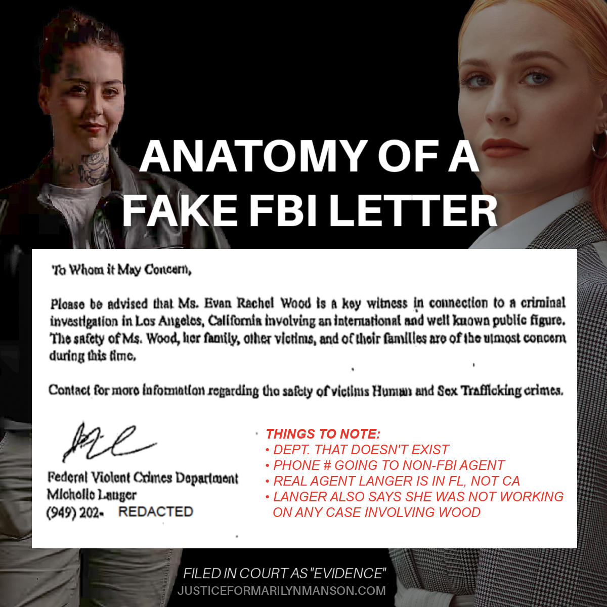 History Lesson on the Ashley Illma Gore and Evan Rachel Wood fake FBI letter included in Marilyn Manson's lawsuit in thanks to Illma's twin, Bryton.