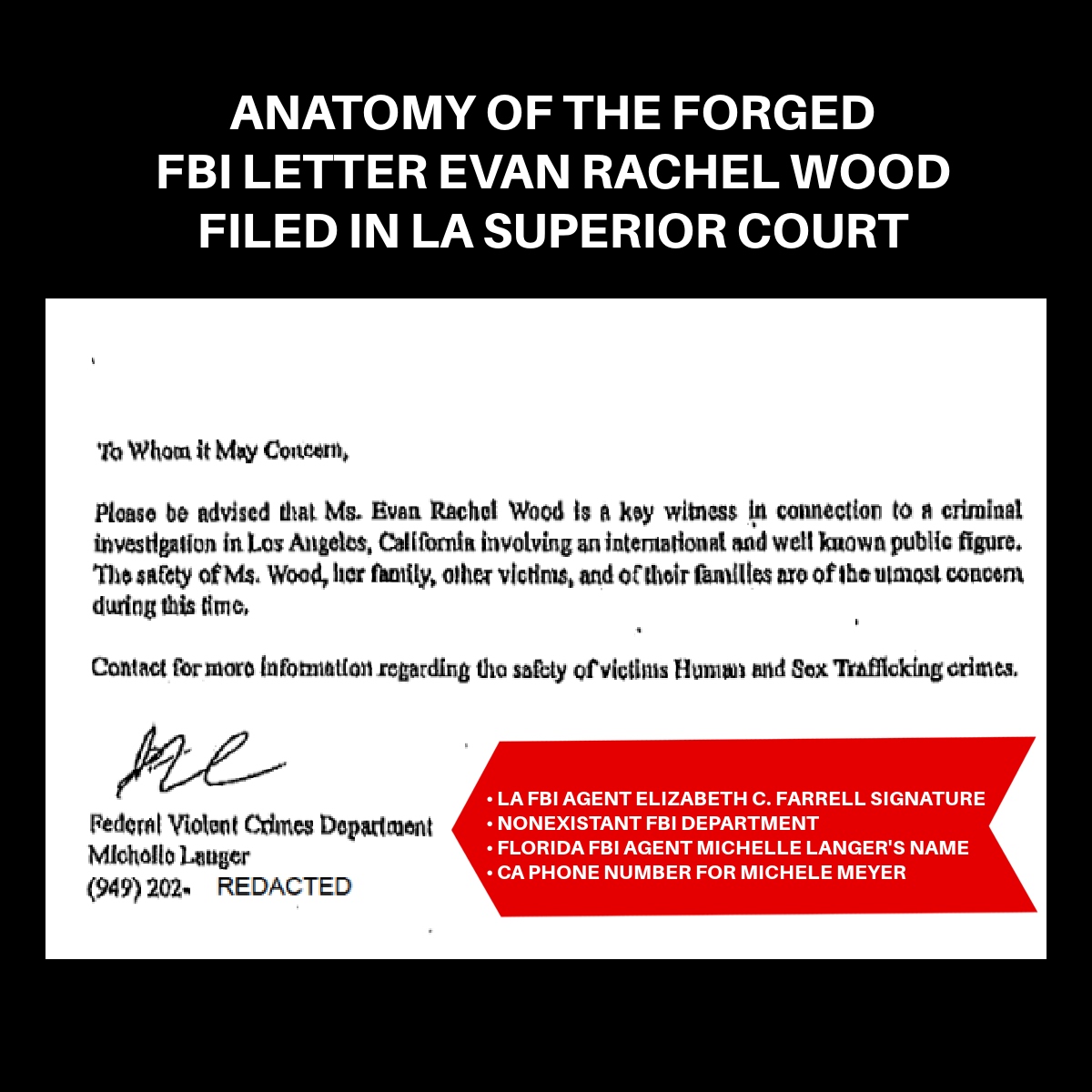 Justice for Marilyn Manson I Anatomy of the Forged FBI letter Evan Rachel Wood filed in court