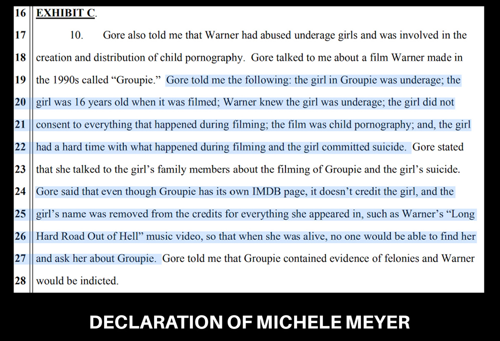Justice for Marilyn Manson I Michele Meyer on Illma Gore Statements RE Groupie Video