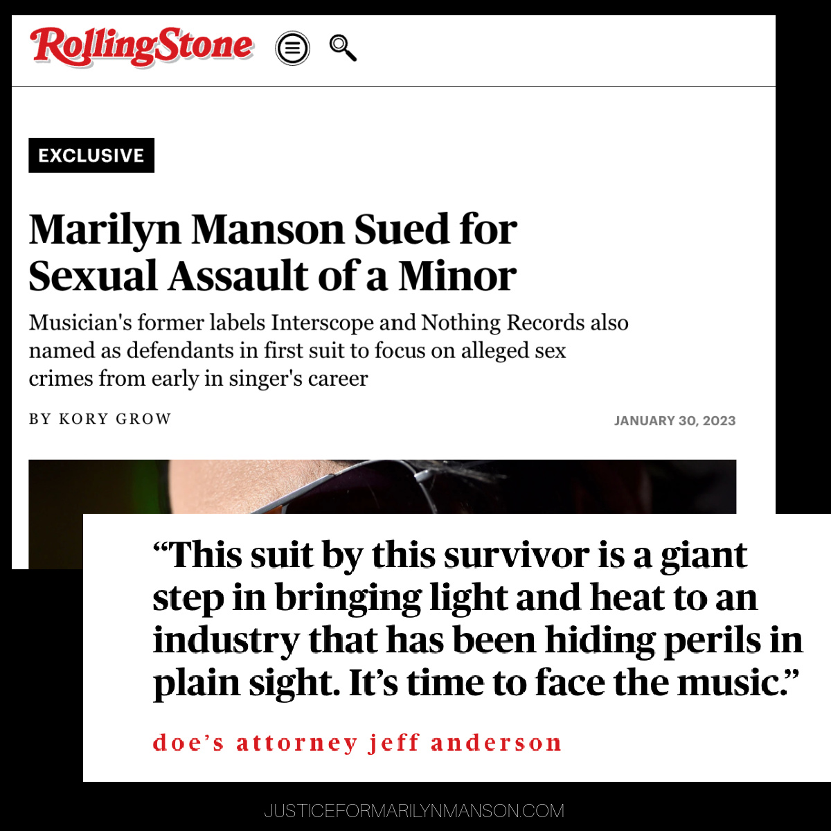 Justice for Marilyn Manson I Rolling Stones January 2023 article