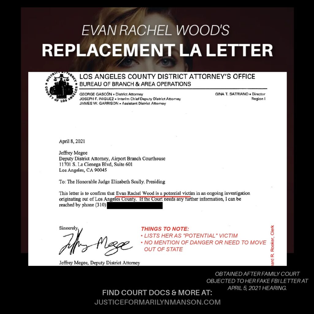 Evan Rachel Wood LA DA office letter