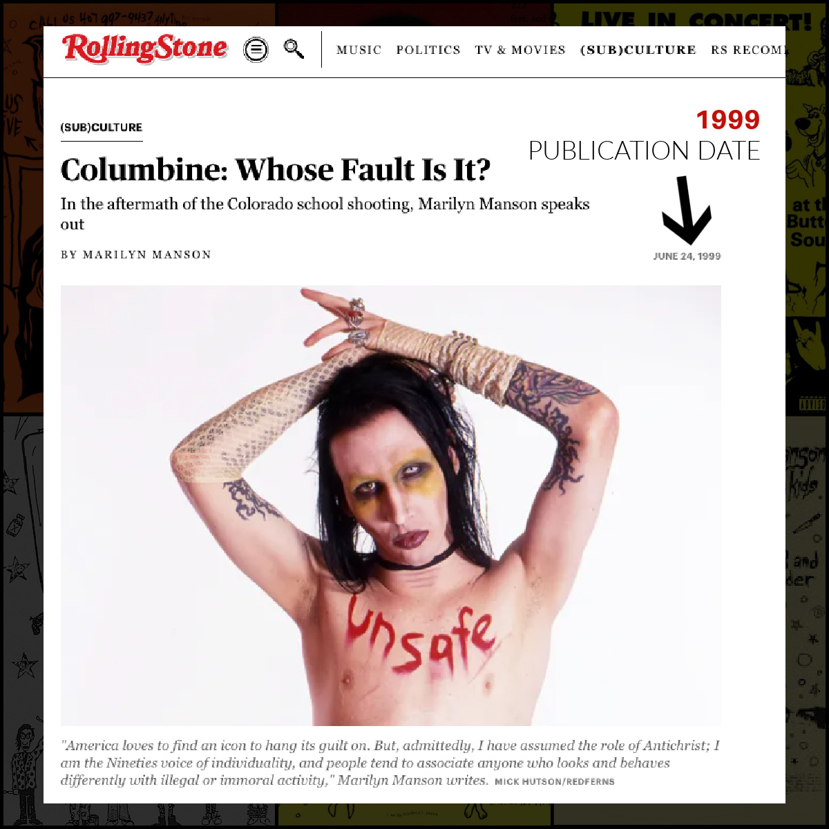 Rolling Stone Marilyn Manson and hypocrisy of Jeff Anderson and Karen Barth Menzies