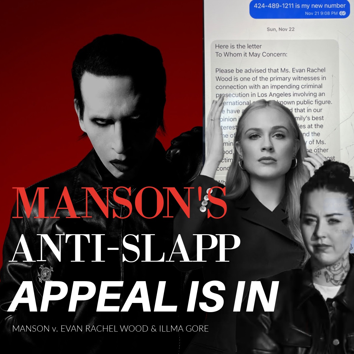 Marilyn Manson appeals ruling Evan Rachel Wood and Ashley Illma Gore's fake FBI letter is free speech